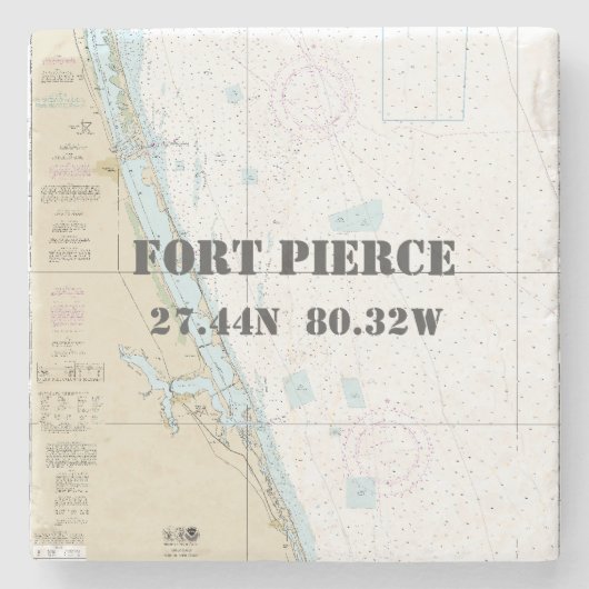 Fort Pierce, Florida Authentic Boating Chart Stenen Onderzetter (Voorkant)