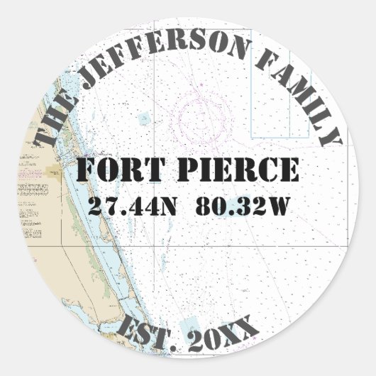 Fort Pierce Florida Nautical Envelope Seals Ronde Sticker (Voorkant)