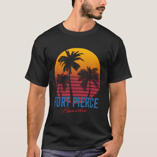  Fort Pierce Florida Palmbomen Zonsondergang Fl R T-shirt (Voorkant)