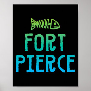 Fort Pierce Florida Souvenir Vis Skelet Ontwerp Poster