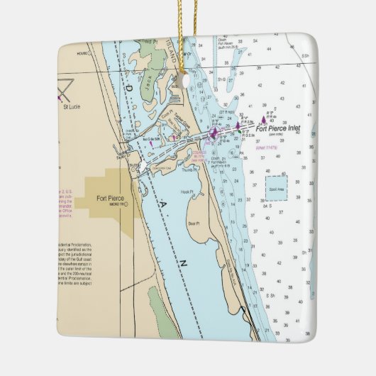 Fort Pierce Forida Chart Keramisch Ornament (Links)