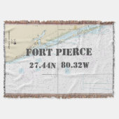 Fort Pierce Hometown Latitude Longitude Nautical Deken (Voorkant)