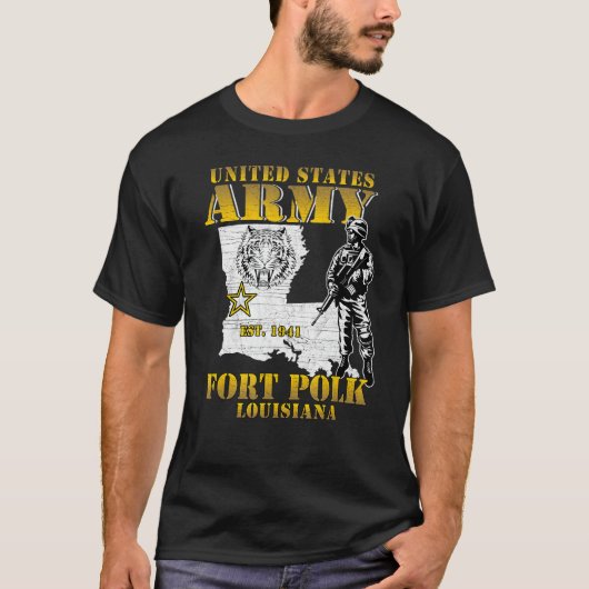 Fort Polk Tigerland Het huis van Heroes Louisiana  T-shirt (Voorkant)
