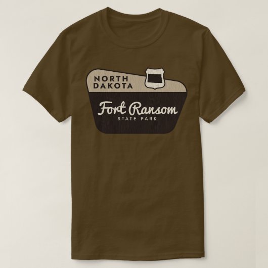 Fort Ransom State Park North Dakota welkomstbord T-shirt (Design voorkant)