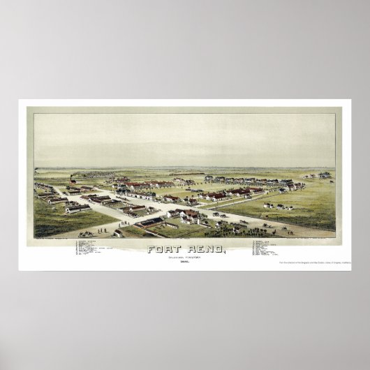 Fort Reno, OK Panorama Kaart - 1891 Poster (Voorkant)
