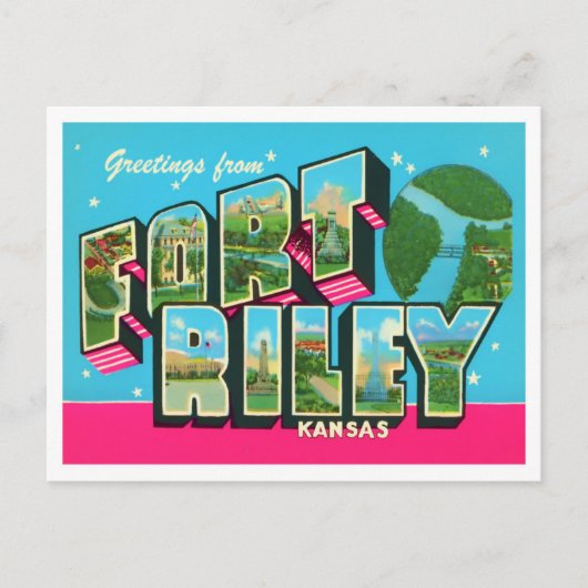 Fort Riley, Kansas  Big Letters Briefkaart (Voorkant)
