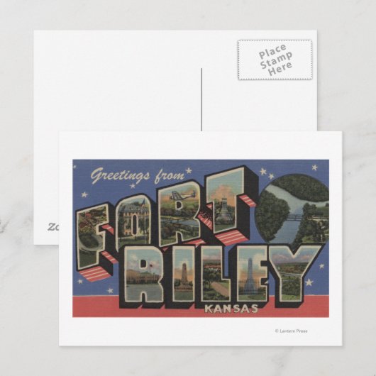 Fort Riley, Kansas - Grote lettertjes Briefkaart (Voorkant / Achterkant)