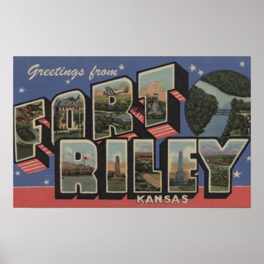 Fort Riley, Kansas - Grote lettertjes Poster (Voorkant)