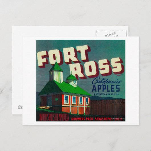 Fort Ross Apple Crate LabelSebastopol, CA Briefkaart (Voorkant / Achterkant)