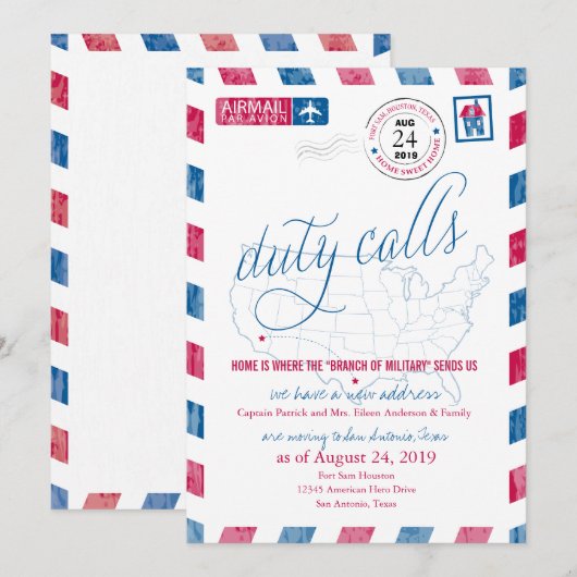 Fort Sam Houston Militaire Beweging Aankondiging (Voorkant / Achterkant)