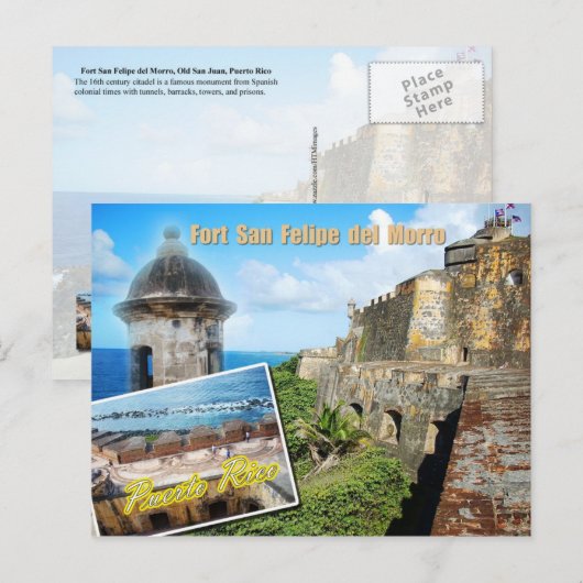 Fort San Felipe del Morro, Puerto Rico Briefkaart (Voorkant / Achterkant)