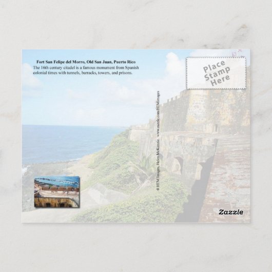 Fort San Felipe del Morro, Puerto Rico Briefkaart (Achterkant)