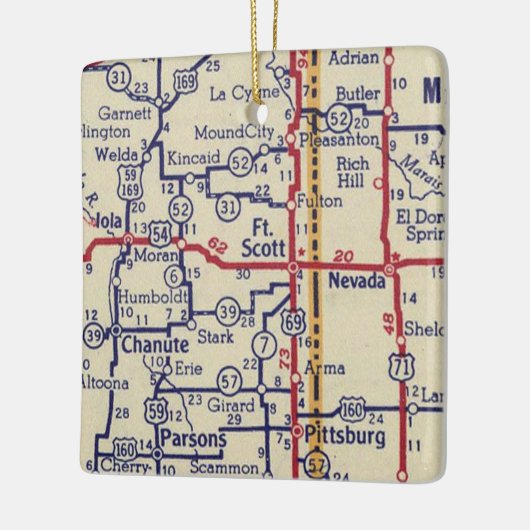 Fort Scott KS  Map Keramisch Ornament (Links)