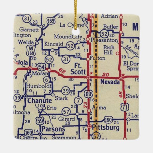 Fort Scott KS  Map Keramisch Ornament (Achterkant)