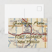 Fort Sumner NM  Map Briefkaart (Voorkant / Achterkant)