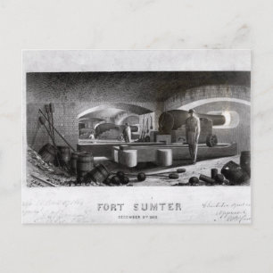 Fort Sumter, binnenste Uitzicht van drie Pistolen Briefkaart