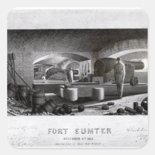 Fort Sumter, binnenste Uitzicht van drie Pistolen  Vierkante Sticker