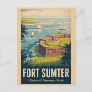 Fort Sumter   Vintage Charleston Poster Briefkaart
