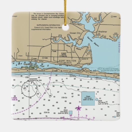 Fort Walton Beach Chart Keramisch Ornament (Achterkant)