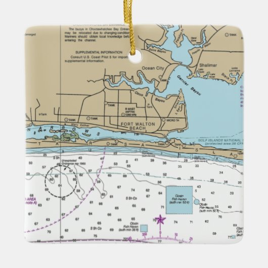 Fort Walton Beach Chart Keramisch Ornament (Voorkant)