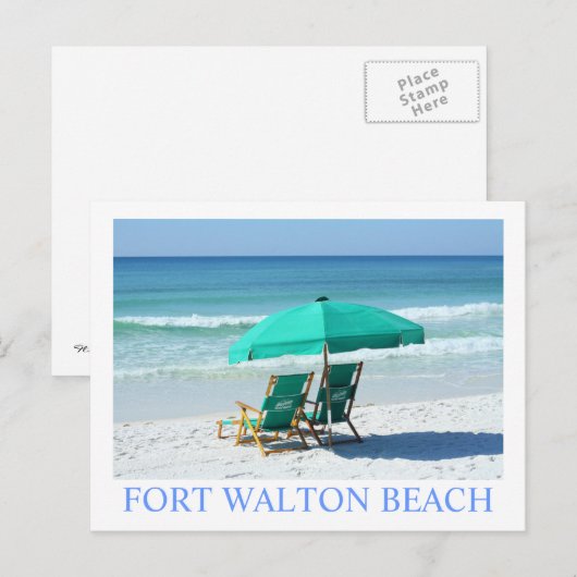 FORT WALTON BEACH, FL - Groene strandstoelen Briefkaart (Voorkant / Achterkant)