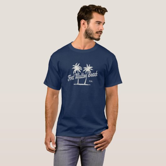 Fort Walton Beach Florida  70S Palm Trees G T-shirt (Voorkant volledig)
