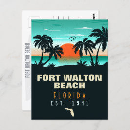 Fort Walton Beach Florida Retro Sunset Souvenirs Briefkaart