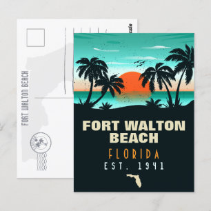 Fort Walton Beach Florida Retro Sunset Souvenirs Briefkaart