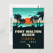 Fort Walton Beach Florida Retro Sunset Souvenirs Briefkaart (Voorkant / Achterkant)