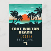 Fort Walton Beach Florida Retro Sunset Souvenirs Briefkaart (Voorkant)