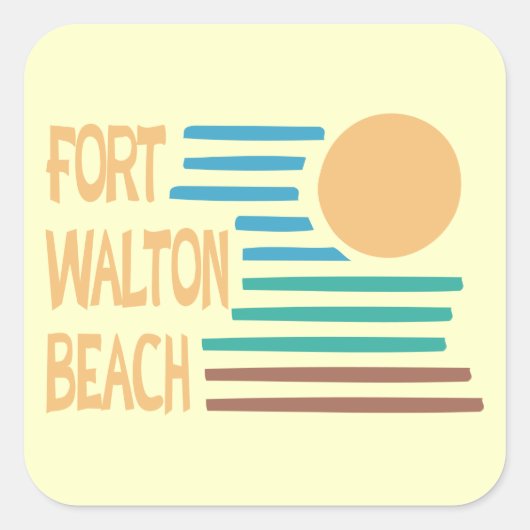 Fort Walton Beach geometrisch ontwerp Vierkante Sticker (Voorkant)
