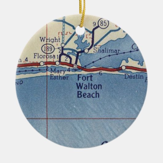 Fort Walton Beach  Map Keramisch Ornament (Voorkant)