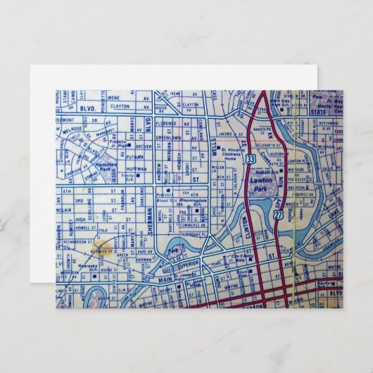 FORT WAYNE, IN HET Briefkaart VAN DE  Kaart (Voorkant / Achterkant)