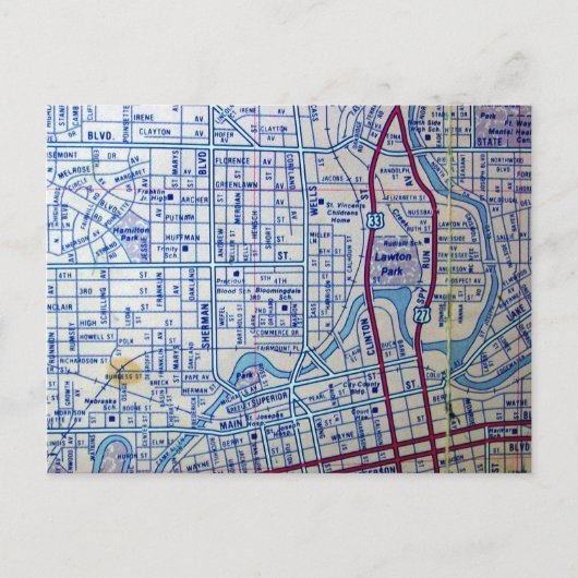 FORT WAYNE, IN HET Briefkaart VAN DE  Kaart (Voorkant)