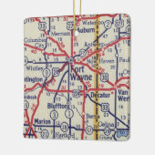 Fort Wayne in  kaart Keramisch Ornament (Links)