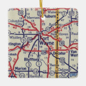 Fort Wayne in  kaart Keramisch Ornament (Voorkant)