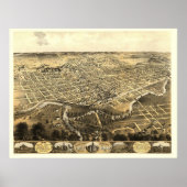 Fort Wayne, IN Panorama Map - 1868 Poster (Voorkant)