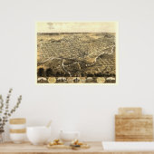 Fort Wayne, IN Panorama Map - 1868 Poster (Keuken)