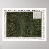 Fort Wayne, IN Panorama Map - 1907 Poster (Voorkant)