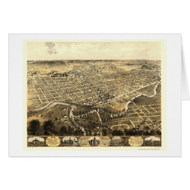 Fort Wayne, IN Panoramische Kaart - 1868 (Voorkant Horizontaal)