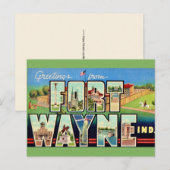 Fort Wayne IN Vintage Ansichtkaart Briefkaart (Voorkant / Achterkant)