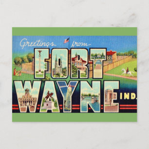 Fort Wayne IN Vintage Ansichtkaart Briefkaart