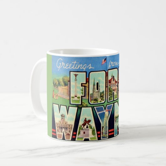 Fort Wayne IN Vintage Postkaart Mok (Voorkant links)