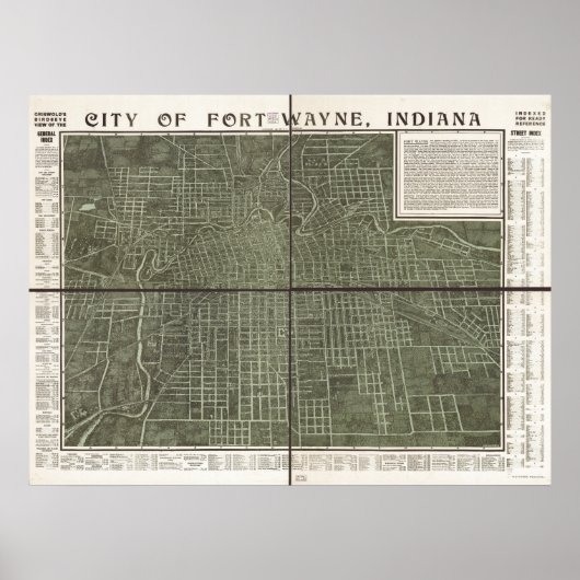 Fort Wayne Indiana 1907 Antiek Panorama Poster (Voorkant)