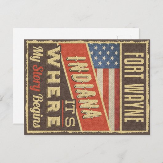 Fort Wayne Indiana Briefkaart (Voorkant / Achterkant)