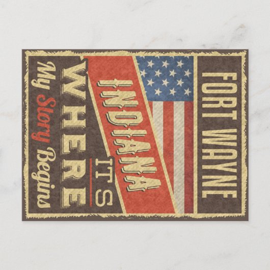 Fort Wayne Indiana Briefkaart (Voorkant)