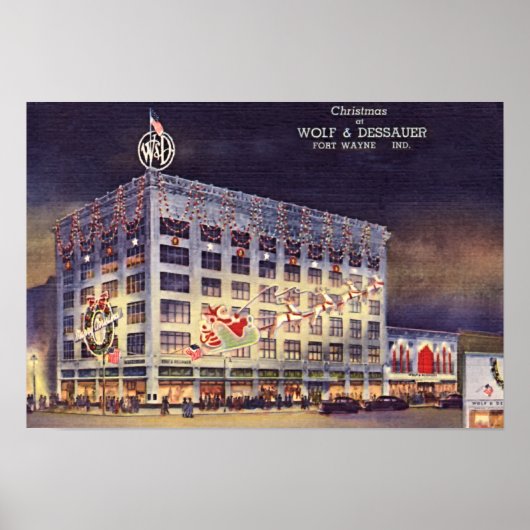 Fort Wayne Indiana Department Store bij Kerstmis Poster (Voorkant)