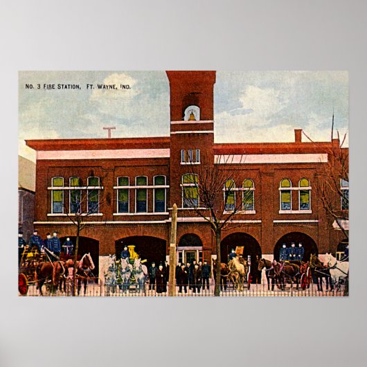 Fort Wayne, Indiana Fire Station 3 1915 Poster (Voorkant)