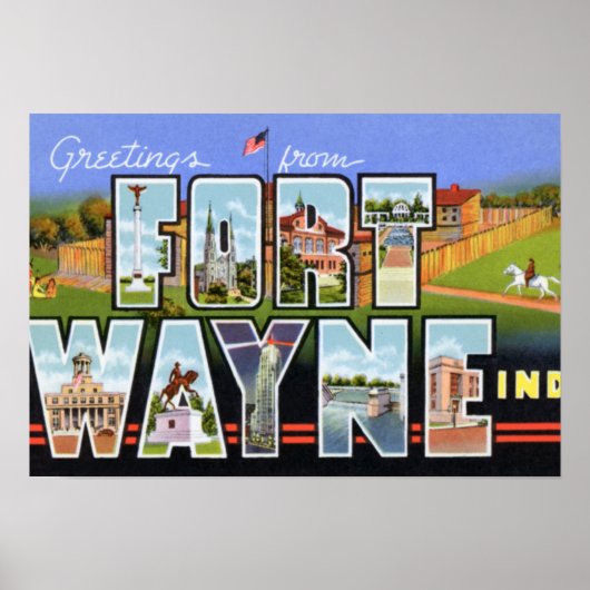 Fort Wayne Indiana Groetings Poster (Voorkant)