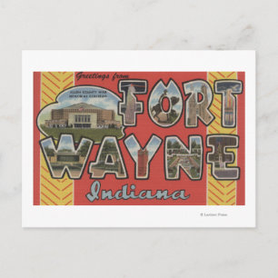 Fort Wayne, Indiana - Grote letterscènes Briefkaart